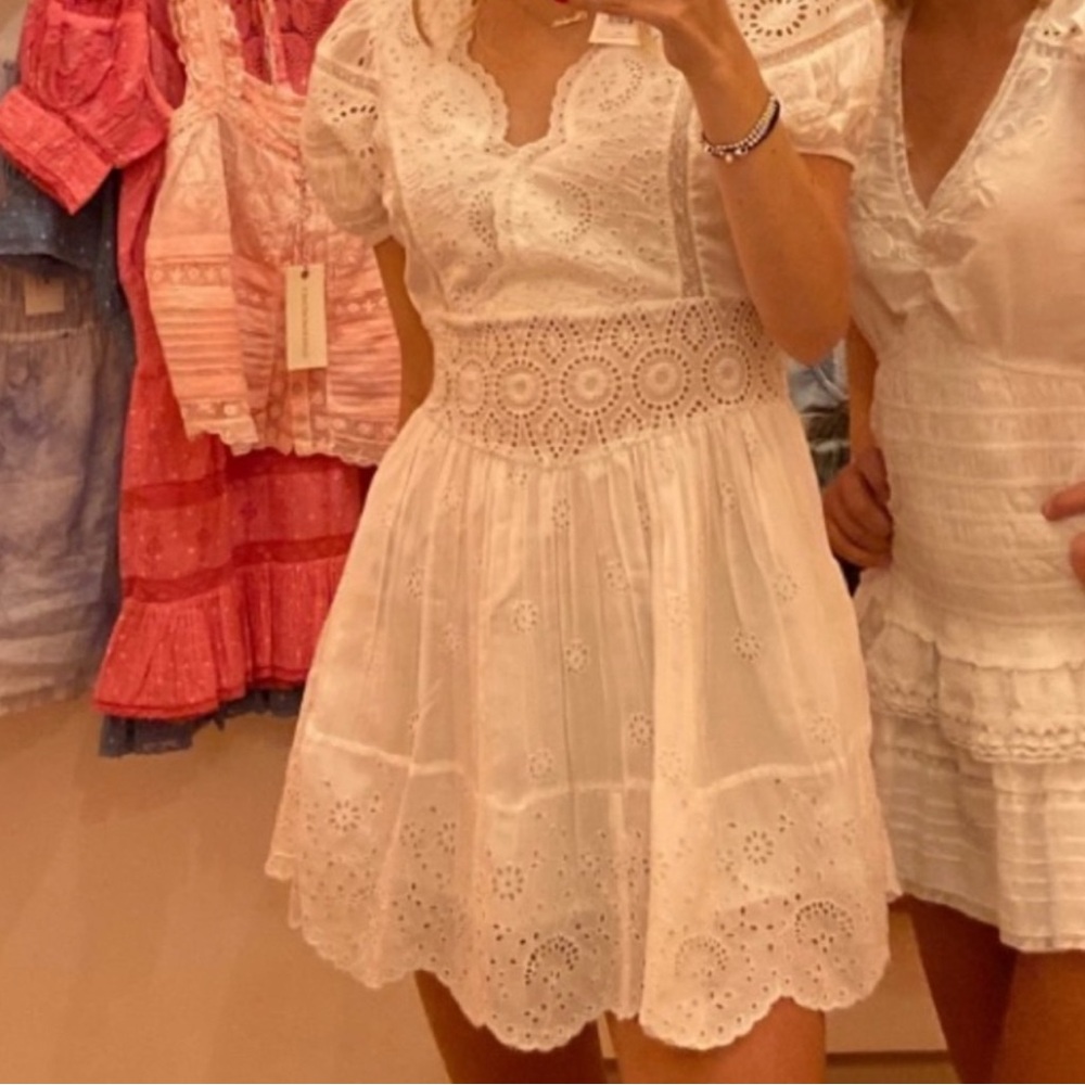 LoveShackFancy White Eyelet Mini Dress - Picture 7 of 7